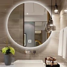 50/60CM Round Smart Makeup LED Bathroom Mirror 3 Color Adjustable BackLight With Decorative Mirrorg For Hotel Bedroom