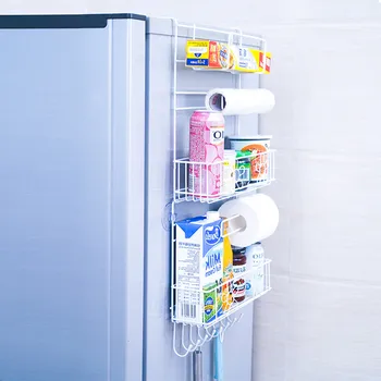 

Easy Installation corrosion resistance Multi Multilayer Refrigerator Side Shelf Rack Storage Tool Home 8 hooks in the bottom