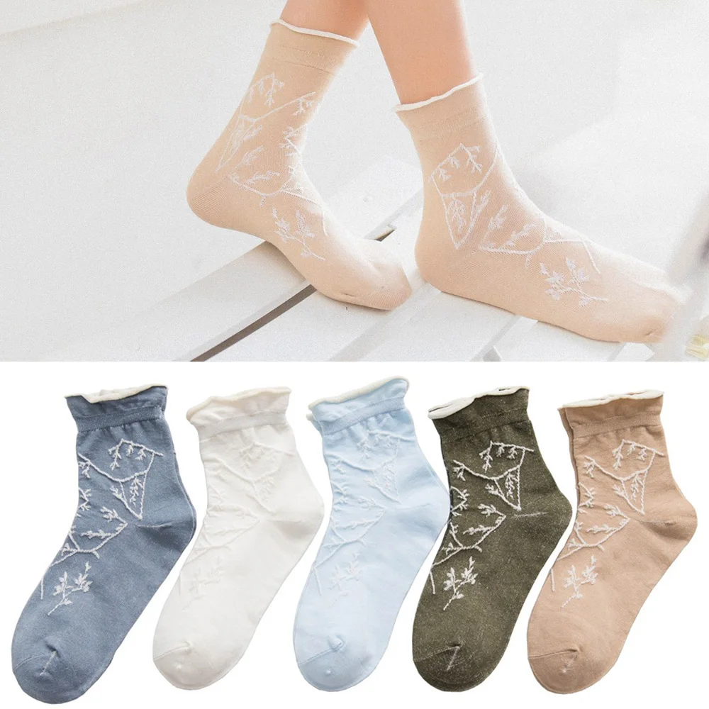 Женские носки с милым вышитым рисунком удобные хлопковые женские носки до середины лодыжки