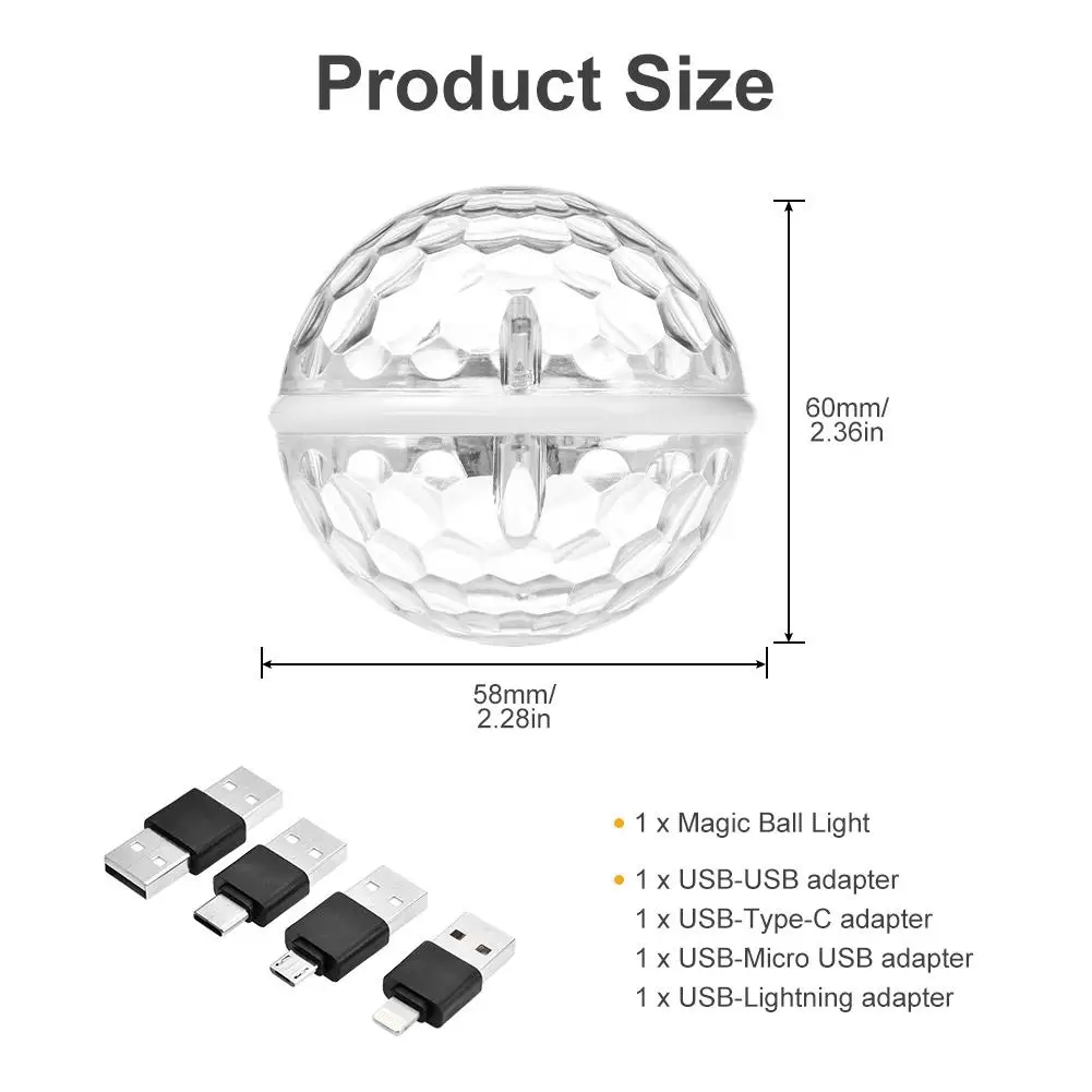 USB светодиодный мини-дискотечный сценический светильник вечерние клубный шар лампа Рождественский волшебный светодиодный фонарь шар светильник для DJ KTV поддержка дропшиппинг