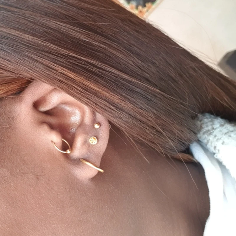 Body Piercing Jewelry 2 Pcs/Pack Surgical Stainless Steel Wire Thin Ring Ear Hoops Piercing Nose Ring Loop Ear Tragus Cartilalge Earrings