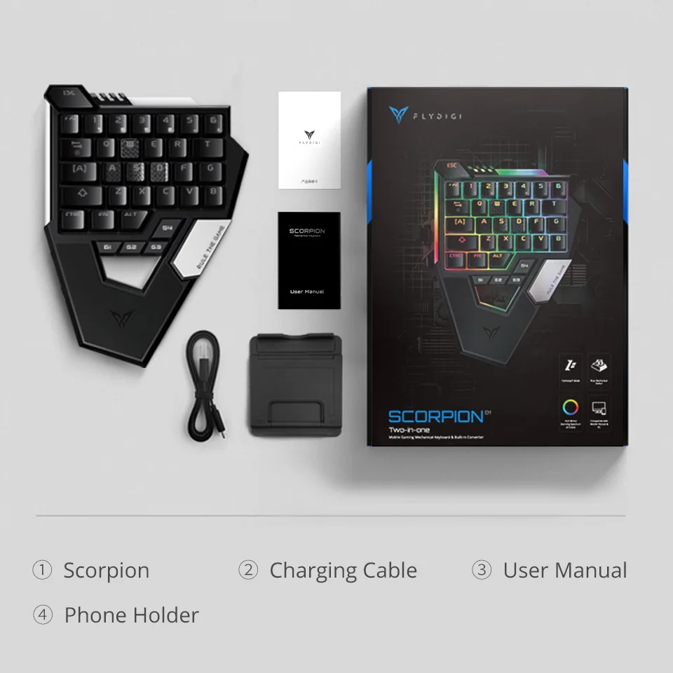 Flydigi Scorpion новая версия красный переключатель клавиатуры pubg cod Мобильный Bluetooth для iOS/Android телефон Таблица Встроенная Мышь Клавиатура
