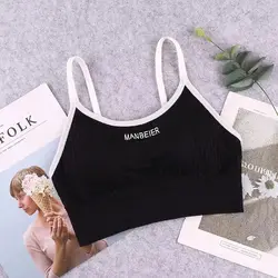 Women's Sports Bra - Soft Cotton Comfort Crop Top with Sexy Design - Free Size (Black and white)