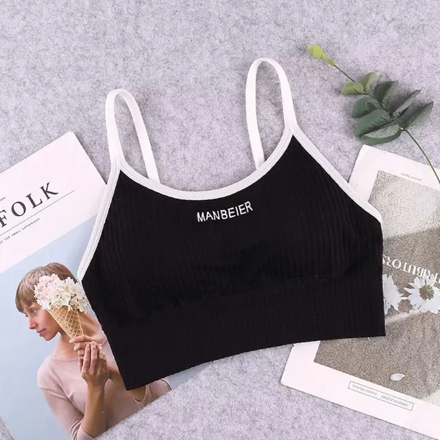 New Sports Bra For Women Gym Sexy Crop Top Bra Women Cotton Underwear Soft Comfort Tube Tops Female Brassiere Tops For Girls Black and white