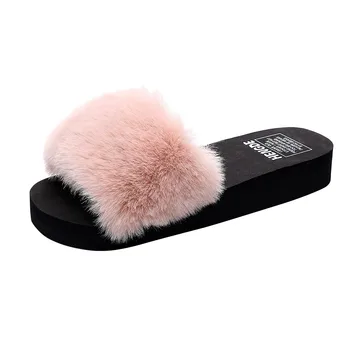 

Plush Soft Slippers Indoors Floor Bed Room Shoes Woman Bathroom Non-slip Women Slippers Warm Plaid Solid Colors Free Ship