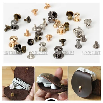 10 Sets Metal Alloy Knob Screw Rivets Studs DIY Crafts Leather Belt Watchband Round Monk Head Rivets Spikes Decor Nail Buckles