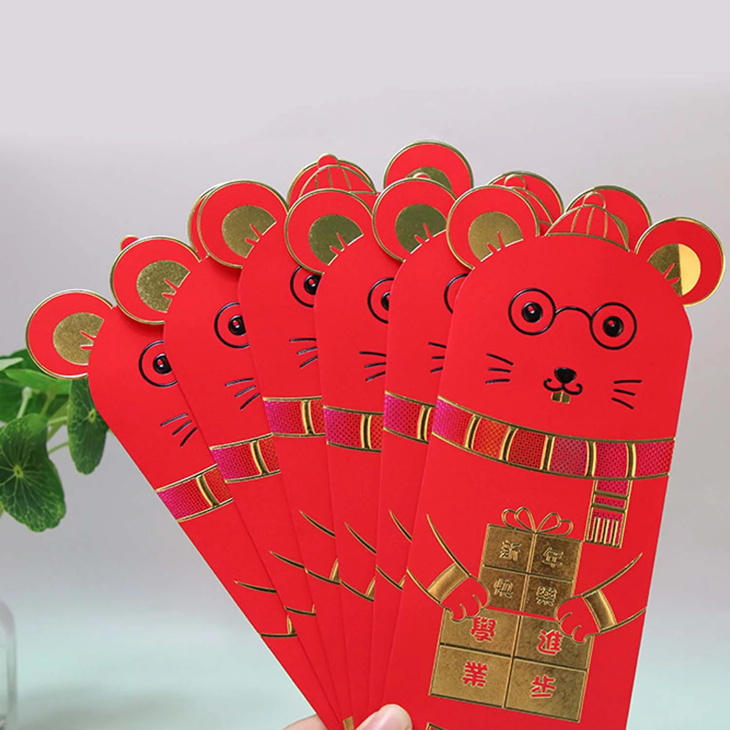 Besegad 18 шт китайские красные конверты год крысы Hong Bao счастливый конверт для денег на Лунный год, праздник весны случайный стиль