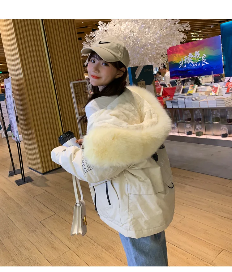 Winter jacket women for women short style new Korean version of loose cotton jacket with velvet and thick cotton