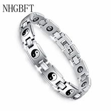 NHGBFT магнит Здоровье и гигиена браслеты мужские Нержавеющая сталь Магнитная биоэнергетическая терапия Браслет