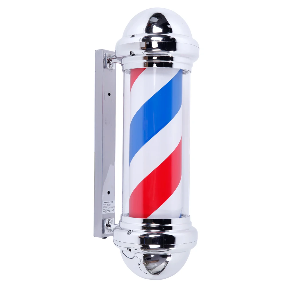 

28inch Rotating Barber Pole Light Energy Saving LED Light 3 Colors Stripe Hair Salon Logo Turn Lamp Hairdressing Tools US Plug
