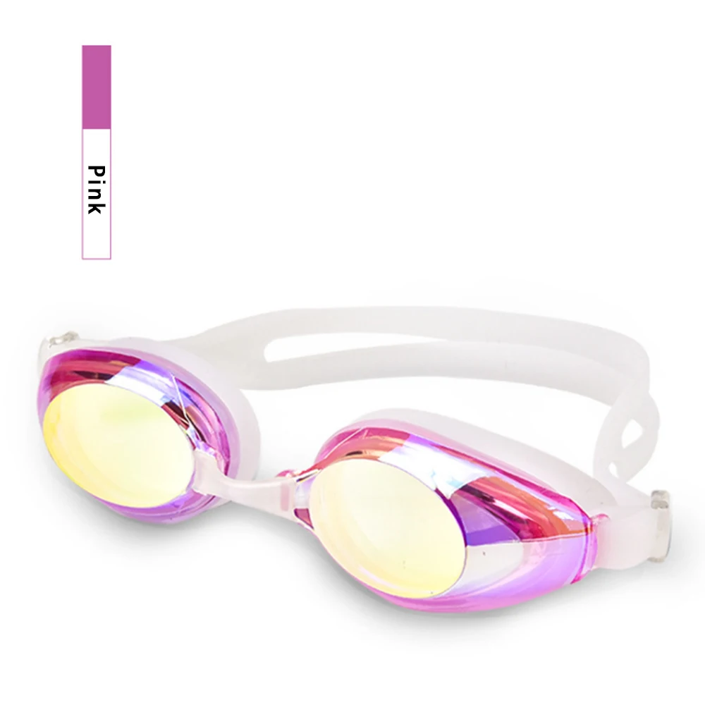 Women Swimming Goggles Anti Fog Uv Men Nose Bridge Adjustable Plating Waterproof Swim Glasses Professional Adult Eyewear Earplug - Цвет: Plating - pink