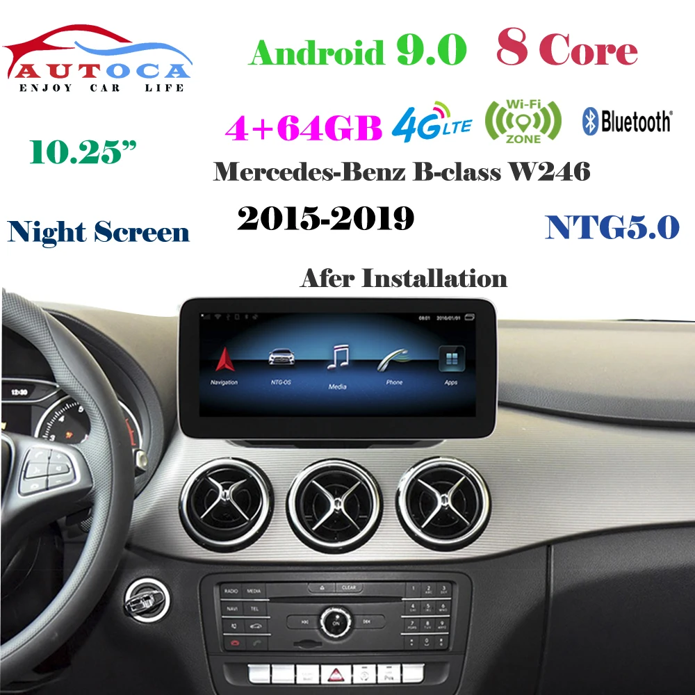 8 ядерный 4G 10,2" синий луч экран Android 9 дисплей для Mercedes Benz B класс- W246 gps Радио стерео Мультимедийный Плеер