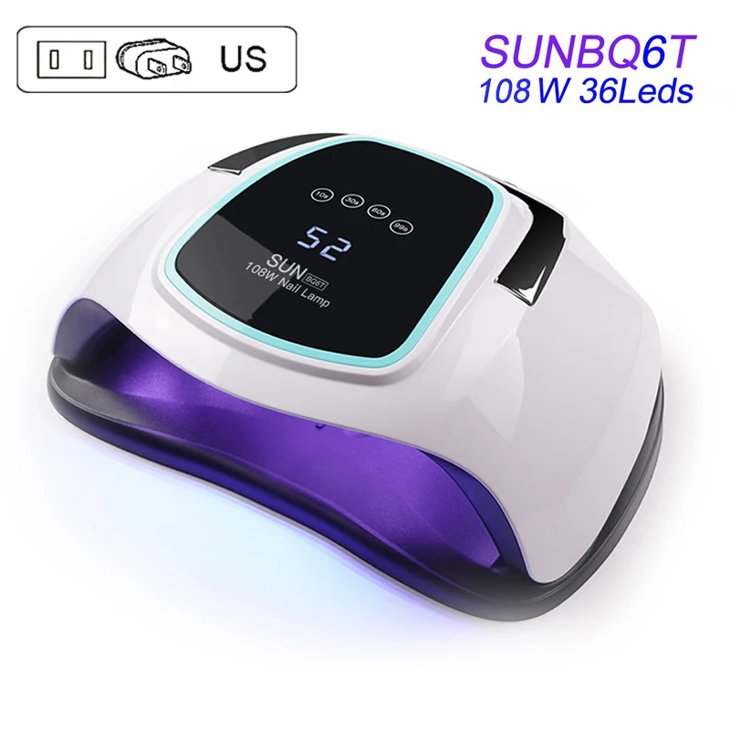 6T US Plug SUN BQ6T Сушилка для ногтей с ЖК-дисплеем 36 светодиодный 120 Вт лампа для ногтей УФ светодиодный светильник для отверждения гель-лака сушилка с автоматическим зондированием лампы для ногтей - Цвет: 6T US Plug