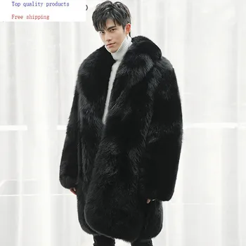

Real Fur Coat Men Long Winter Jacket Natural Fox Fur Coats Luxury Jacket Men Clothes 2020 Warm Overcoat 8284 KJ3311