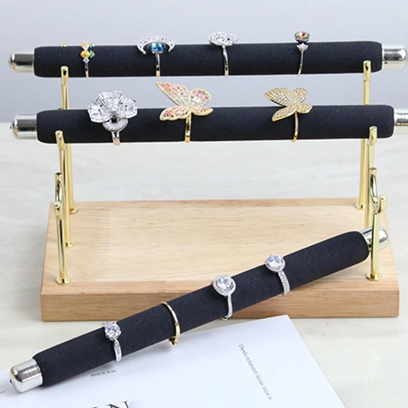 Black Green Beige 3Layers Wooden Detachable Jewelry Tool Display Stand Elegant Bracelets Ring Jewelry Display Stand Packaging