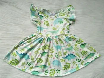 

Baby Kids Summer Girls Flutter sleeve dinosaur Beautiful Cute Dress Clothes