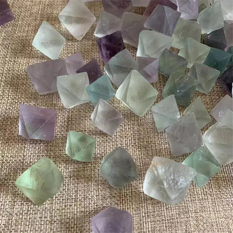 100g Natural Mixed Fluorite Octahedron Gem Small Rough Stone Specimen Healing DIY Natural Quartz Crystals Stones and Crystals