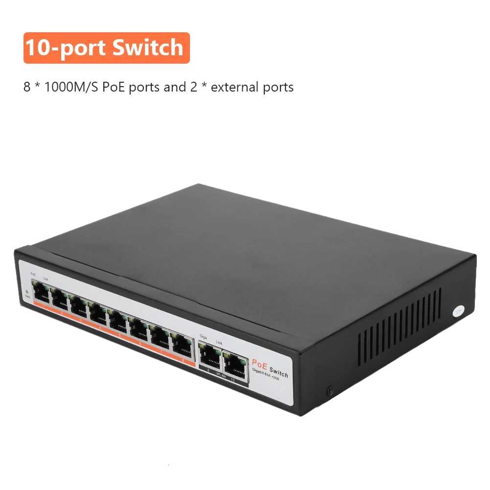 Встроенный 8+ 2 10-Порты и разъёмы мониторинга PoE коммутатор Gigabit Ethernet-коммутатор для IP Камера 110-240V для US/EU/AU/штепсельная вилка британского стандарта EG1010P-B