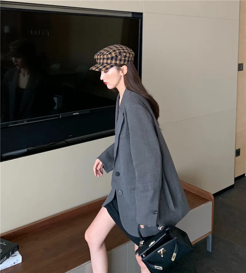 Retro Normcore Style Elegant Mid-length Suit Jacket