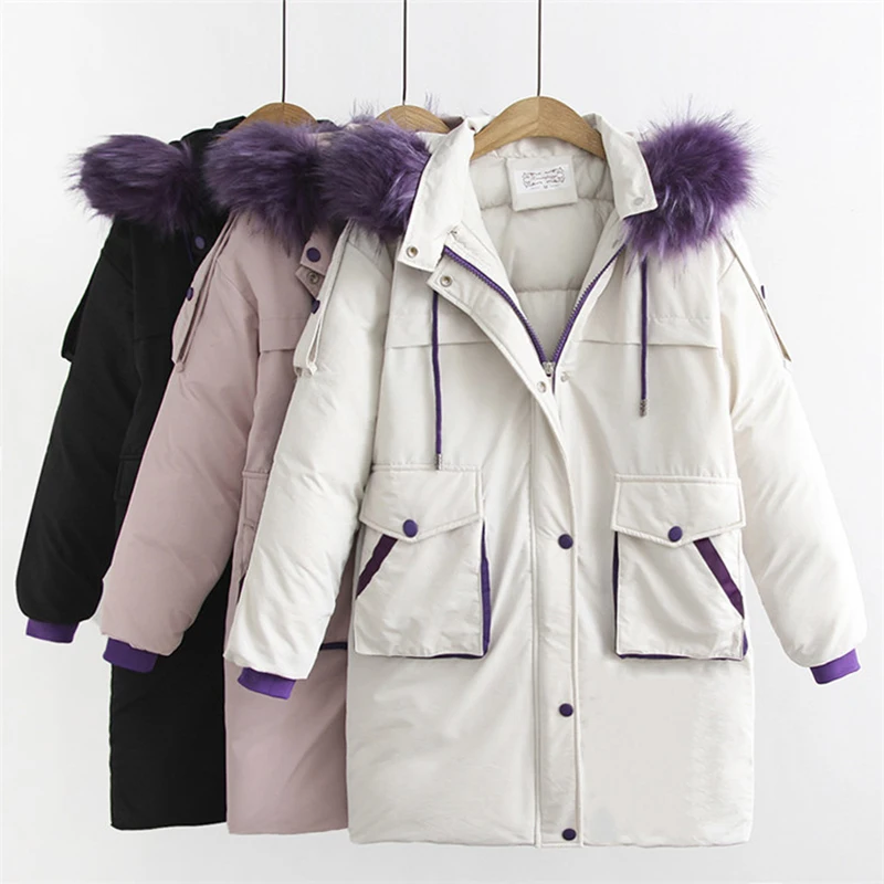 Best High quality Large size Winter Parkas Women Fashion Thicken Cotton Coat Hooded Fur collar Windproof Warm Outerwear Female G749