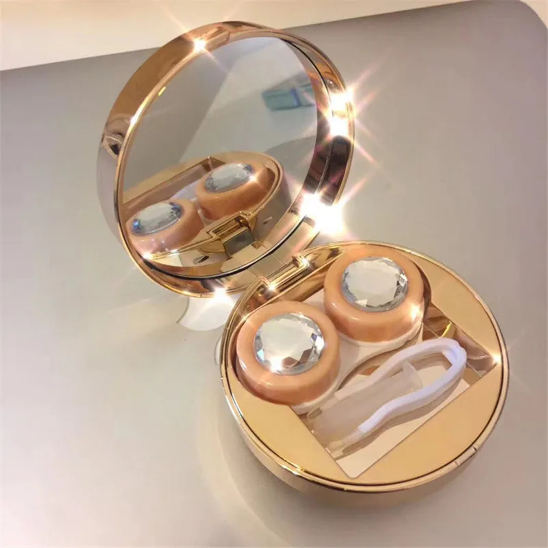 Future technology sense круглый чехол для контактных линз с зеркальной коробкой для хранения Контейнер для линз Подарочный блестящий чехол для контактных линз