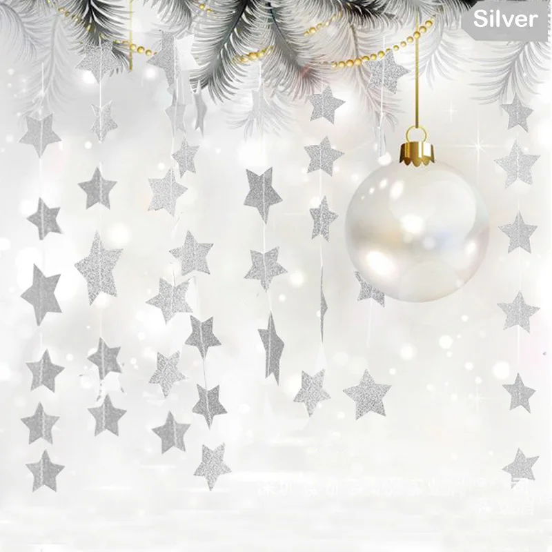 

4 Meters Paper Garland 7cm Star Shape String Banners Hanging Paper Craft Bunting for Birthday Wedding Party Home DIY Decoration