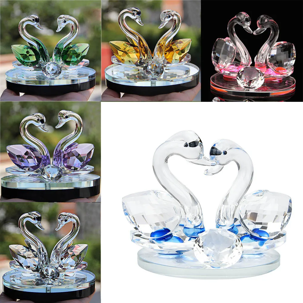 

Crystal Swan Crafts Glass Paperweight Fengshui Ornaments Figurines Home Room Party Wedding Decor Gifts Chinese Souvenir M