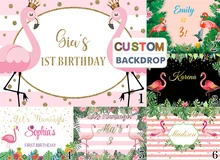 

Levoo Animal Themed Flamingo Photography Background Happy 1st Birthday Photo Studio Backdrop Props Party Home Decoration Banner