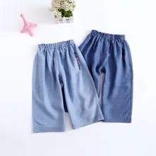 Брюки для девочек с вышитыми сердечками; детские джинсы; свободные брюки в Корейском стиле; детская одежда; 121803