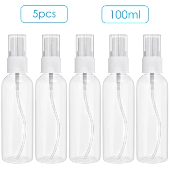

5pcs 100ML Mini PortableTransparent Container Empty Spray Bottles Leak-Proof Design Fine Sprayer Bottles Travel Bottle