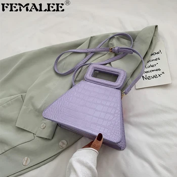 

Retro Triangle Handbag Crocodile Pattern Shoulder Bag Rectangular Handle Messenger Bag Designer Women Personality Crossbody Bag