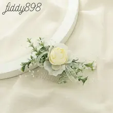 Новые невесты искусственный свадебный цветок и гребень для волос в виде листьев Головные уборы зелени цветочный головные уборы, Свадебные прически Аксессуары