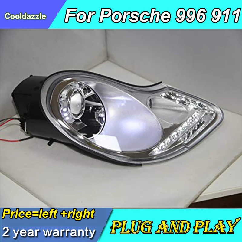 1 пара для Porsche Boxster 996 911 светодиодный налобный фонарь серебро спереди светильник