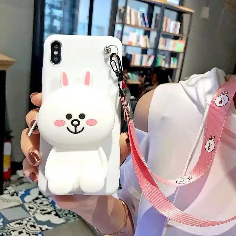 Cute 3D Bears Minnie Cartoon Zipper Wallet silicone Phone case for iphone X XR XS 11 pro MAX 7 8 6S plus for samsung S9 S10 Note - Цвет: 5