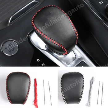 

For Infiniti QX50 2019-2020 New DIY Red Thread Automatic Leather Gear Shift Knob Cover trim Car accessories