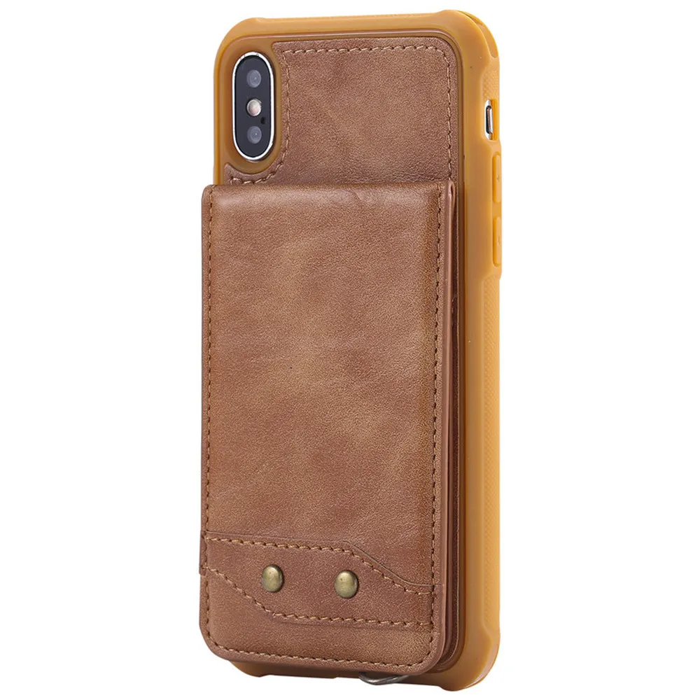 Fpr iPhone XR X XS MAX 6 6S 7 8 Plus Роскошный чехол для телефона из искусственной кожи ударопрочный кошелек чехол для карт с длинными короткими ремешками