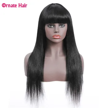 

Ornate Hair Straight Human Hair Wigs With Bangs Branzilian Hair Wigs for Black Women Full Machine Made Wig 8-26 Inch