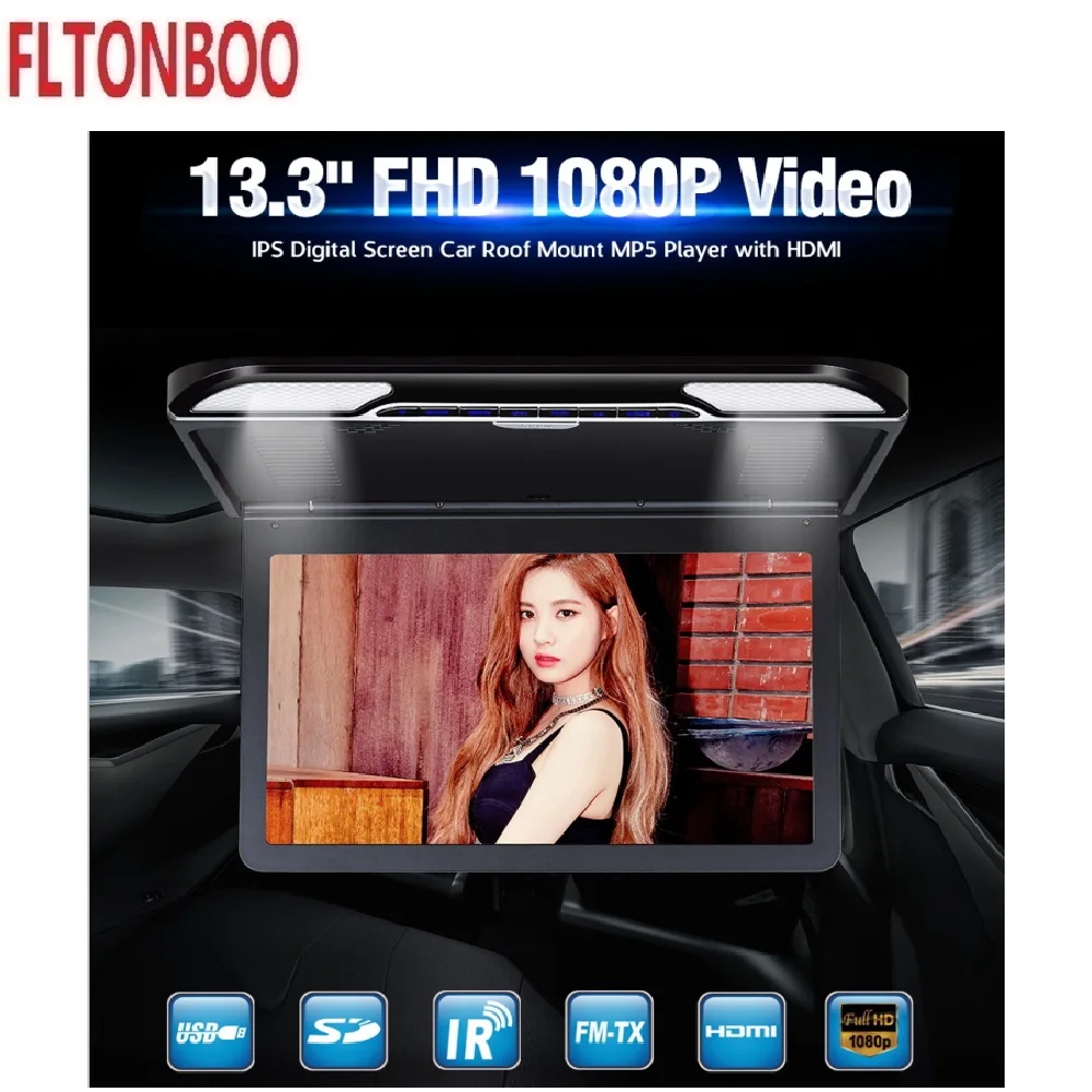 13,3 дюймов FHD ips цифровой экран автомобиля крепление на крыше mp5 плеер с HDMI 1080p видео