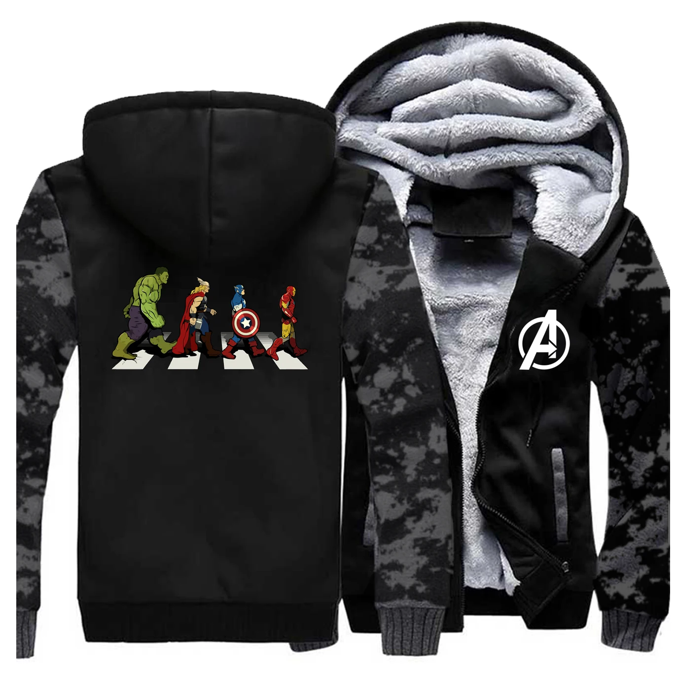 Забавные кофты с капюшоном "Marvel" Мстители Мужская Верхняя одежда Пальто Мститель дорога супергерой дизайн хип хоп Уличная Осенняя повседневная спортивная одежда - Цвет: Vintage Gray