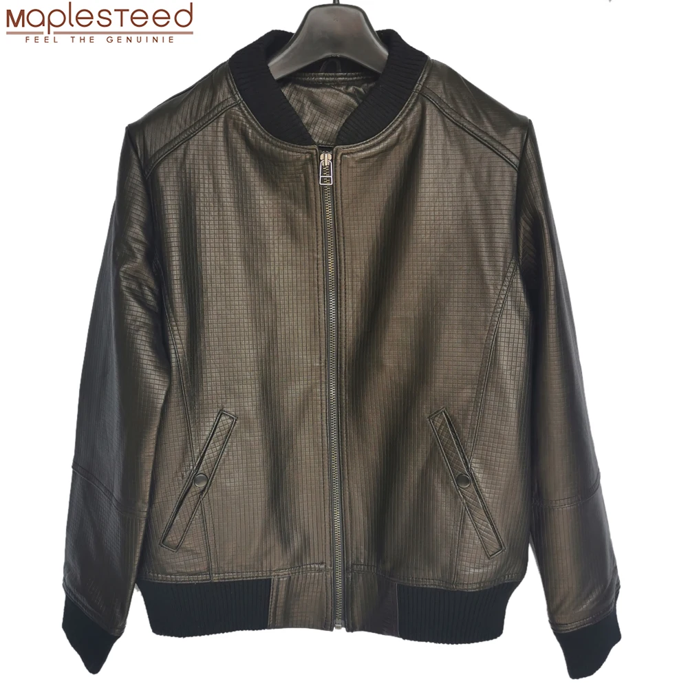 Clearance ! 100 Genuine Sheepskin Leather Jacket Men Casual Baseball