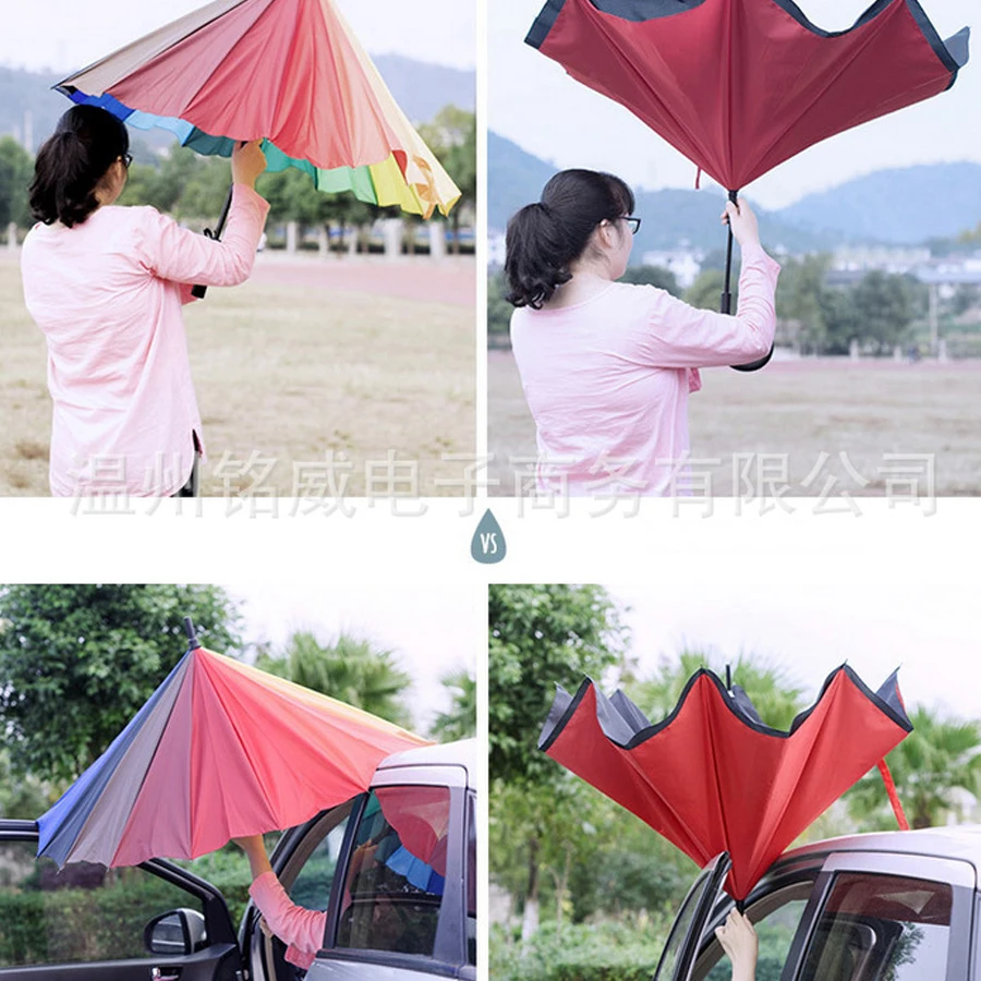 UmbrellaA796-paraguas invertido pie, doble capa, C, se puede colocar sin sujetar, recto, pole - AliExpress Hogar y