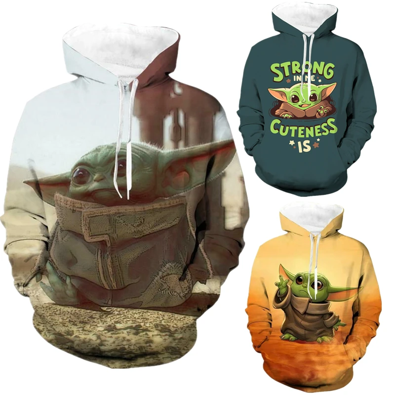 Tanie Gwiezdne wojny Mandalorian Baby Yoda bluzy z kapturem z nadrukiem 3d bluzy Cosplay kostiumy z kapturem płaszcz na co dzień kurtka