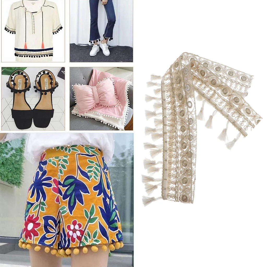 1yd Fringe Pom Pom Ribbon Lace Sewing Trim Braid Band DIY Craft Applique Decor