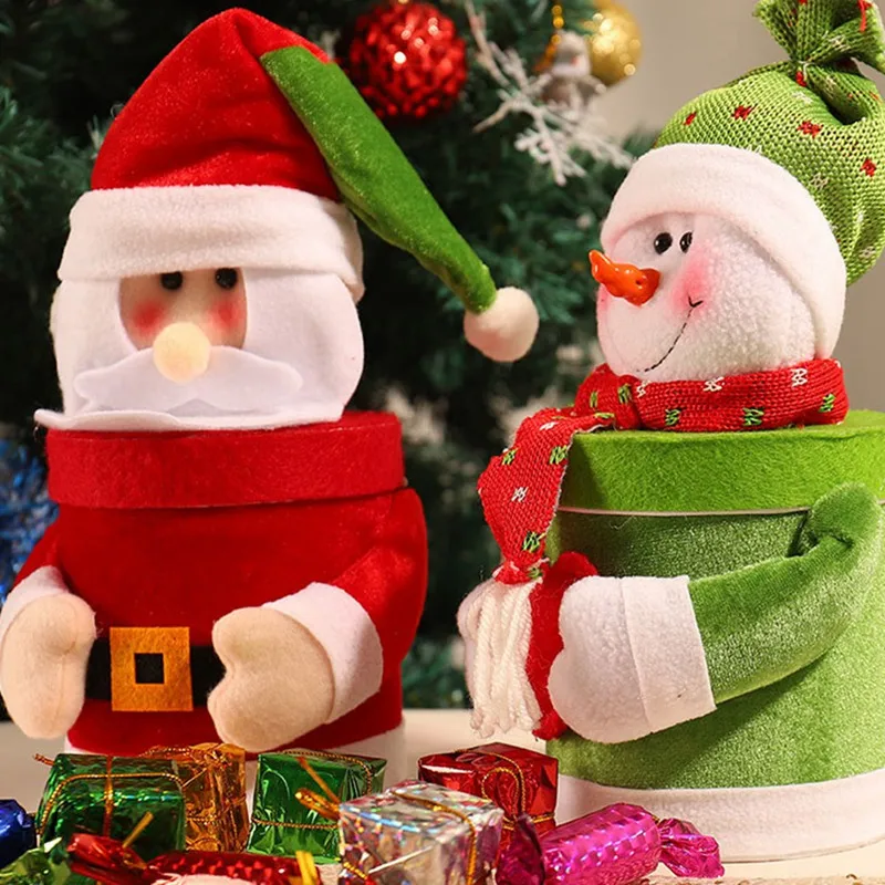 

Christmas Candy Jar Snowman Santa Claus Pattern Candy Jar Ornament Gift Holiday Party Supplies