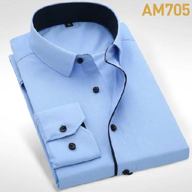Деловая мужская одежда рубашки Camisa однобортный Удобный Чистый хлопок сплошной карамельный цвет ткань дышащая одежда весна осень