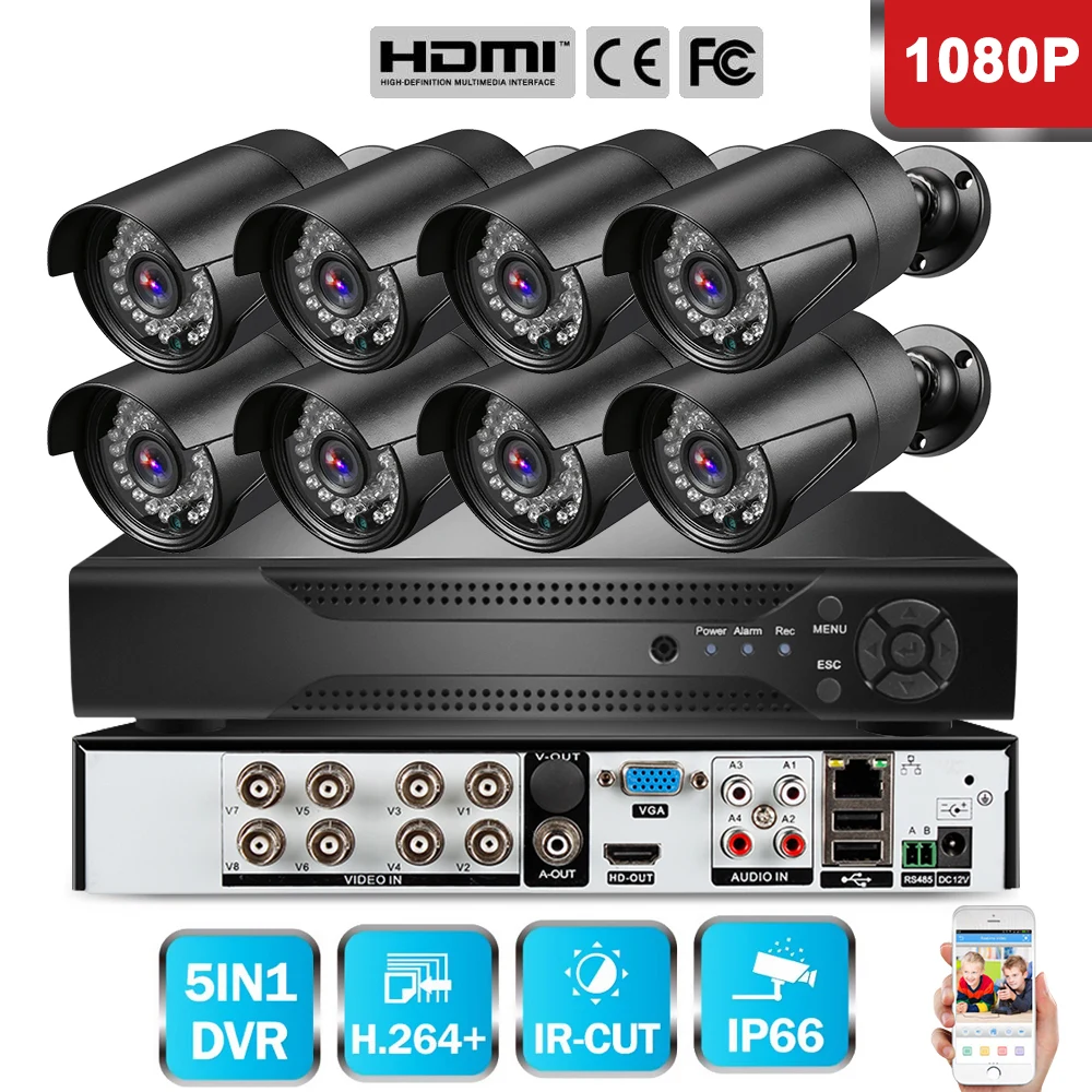 8 cameras 1080P DIDIHOU 8CH Wireless 1080P CCTV Security System NVR Kit 8pcs 2MP HDMI POE NVR IP Night Vision CCTV Camera IP Video Surveillance - Цвет: 8 cameras 1080P