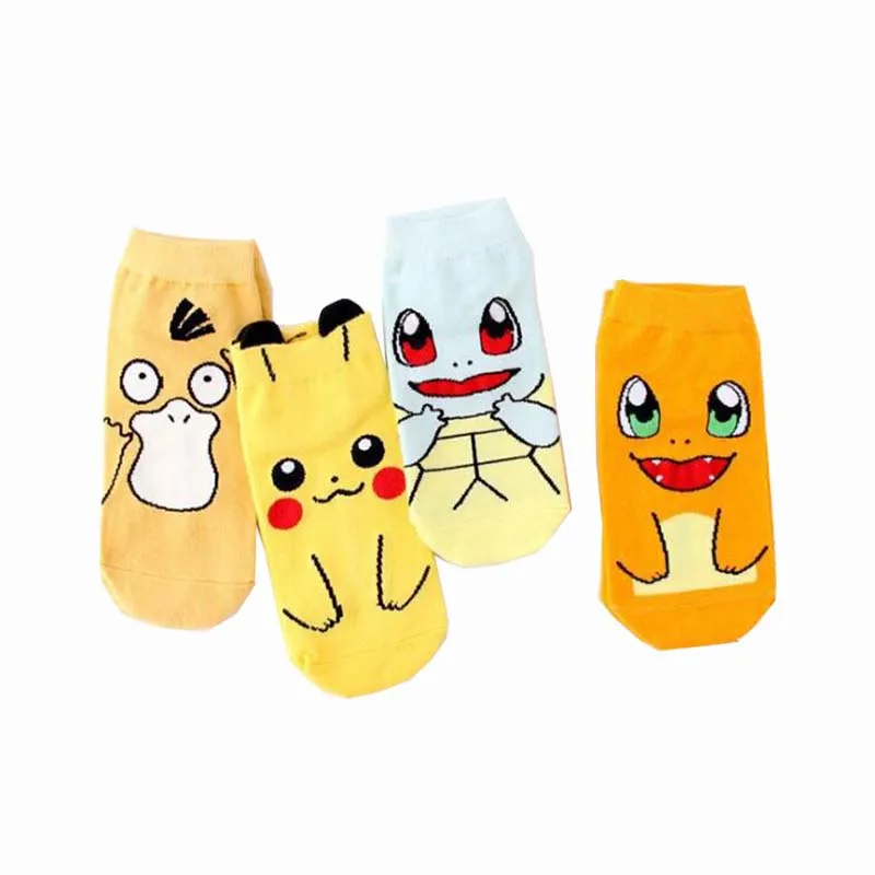 4 пар/лот, женские носки, хлопок, весна, лето, осень, удобные, Мультяшные, короткие носки, для девушек и женщин, забавные, Анима, носки