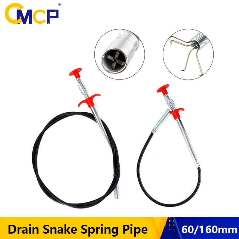 CMCP Drain Snake Spring Pipe Dredging Tool Dredge Unblocker Drain Clog Tool for Kitchen Sink Sewer Cleaning Hook Water Sink Tool 2pcs 16mm electric drill dredge cleaner adapter sewer spring pipe cleaning tool connector carbon steel connecting rod