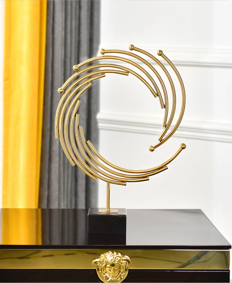 Современная креативная абстрактная статуя Annulus из золотого металла для дома, отеля, Ремесла, Декор для комнаты, предметы, оффическая черная мраморная скульптура, подарок