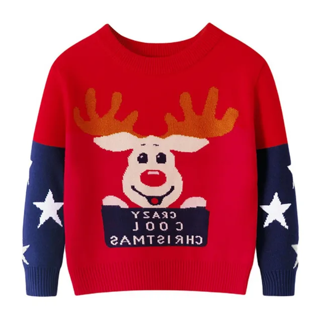 Fall Christmas Deer Print Sweater 
